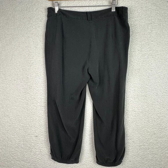 Eileen Fisher Silk Pants‎ Sz S Black Cropped Ankle Button Trousers Quiet Luxury - Picture 8 of 11